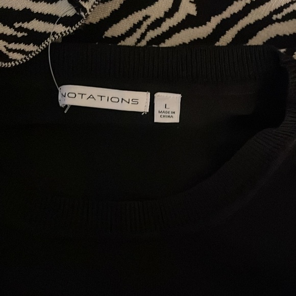 🚨New NOTATIONS Black Zebra Animal Print Sweater Dress with Scarf - Picture 4 of 4